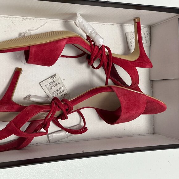 Red Suede Heeled Sandal - Picture 4 of 5